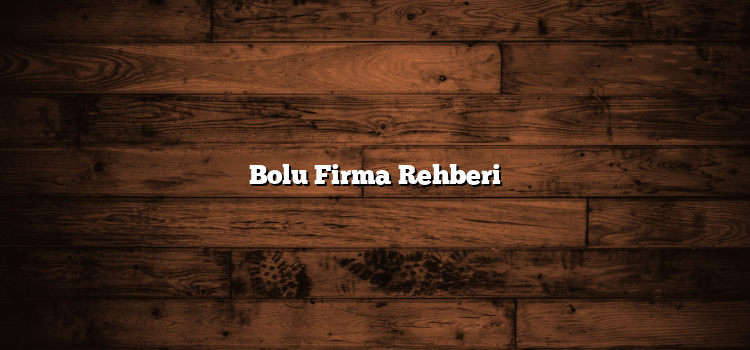 Bolu Firma Rehberi