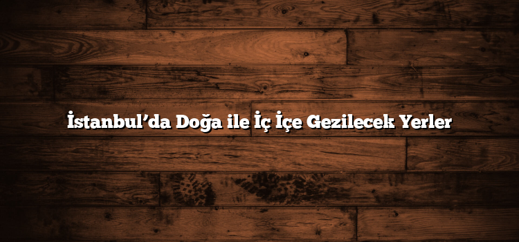 İstanbul’da Doğa ile İç İçe Gezilecek Yerler