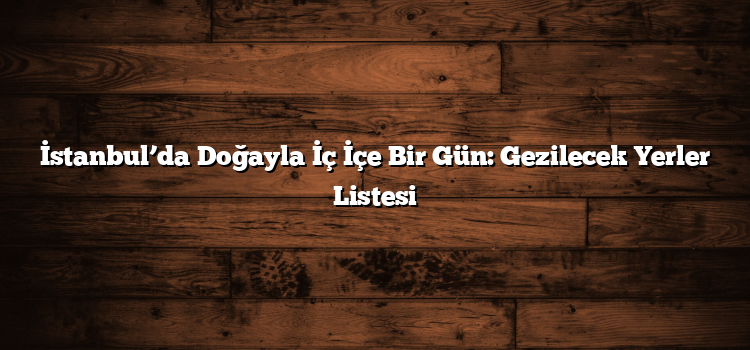 İstanbul’da Doğayla İç İçe Bir Gün: Gezilecek Yerler Listesi