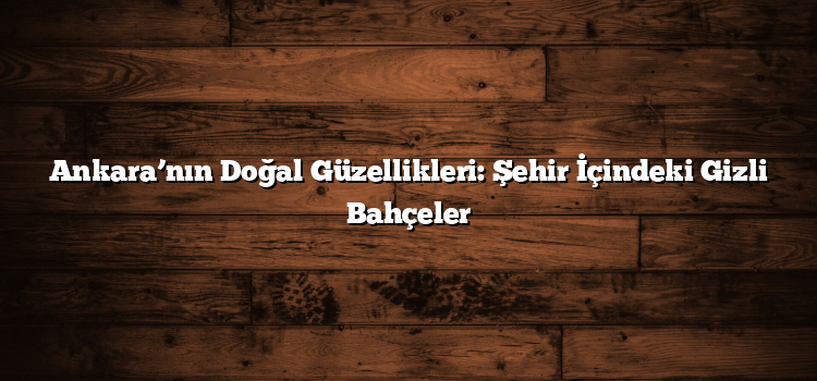 Ankara’nın Doğal Güzellikleri: Şehir İçindeki Gizli Bahçeler
