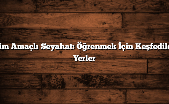 Eğitim Amaçlı Seyahat: Öğrenmek İçin Keşfedilecek Yerler