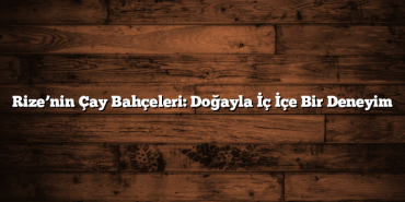 Rize’nin Çay Bahçeleri: Doğayla İç İçe Bir Deneyim
