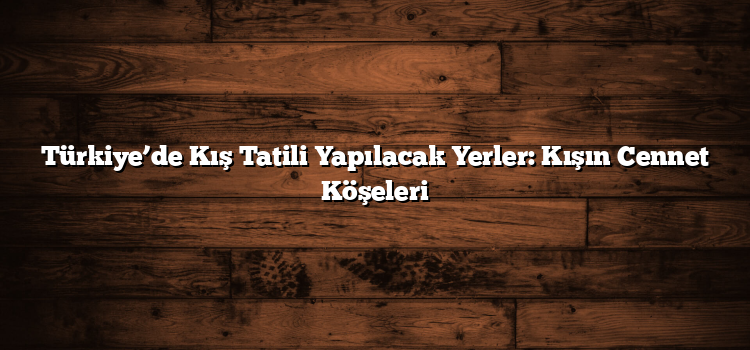 Türkiye’de Kış Tatili Yapılacak Yerler: Kışın Cennet Köşeleri