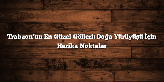 Trabzon’un En Güzel Gölleri: Doğa Yürüyüşü İçin Harika Noktalar