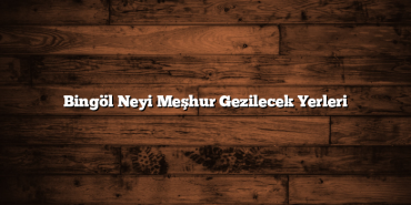 Bingöl Neyi Meşhur Gezilecek Yerleri