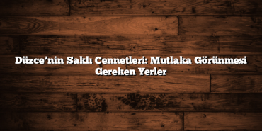Düzce’nin Saklı Cennetleri: Mutlaka Görünmesi Gereken Yerler