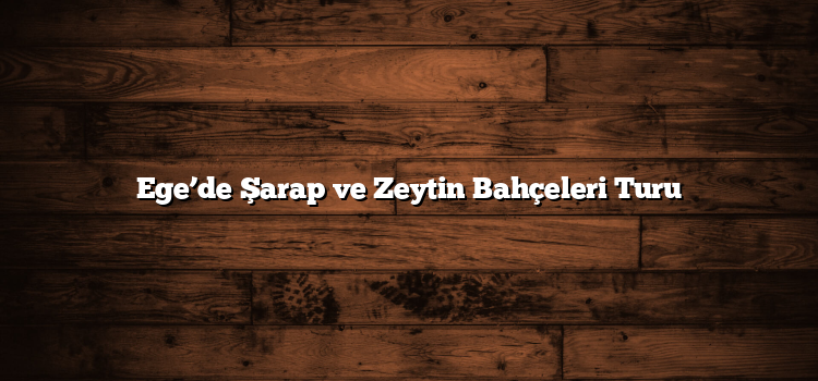 Ege’de Şarap ve Zeytin Bahçeleri Turu