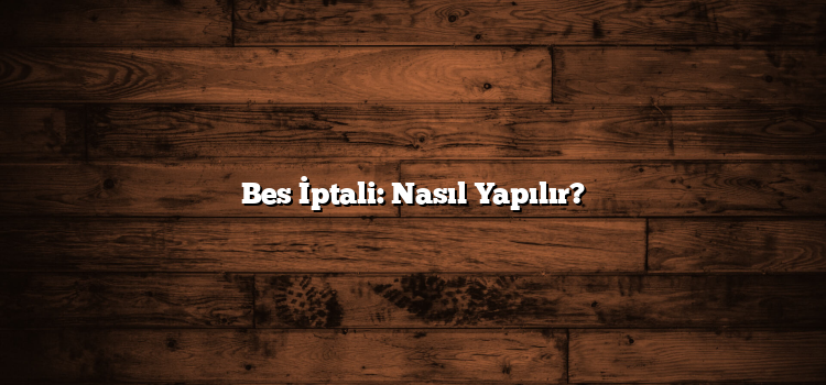 Bes İptali: Nasıl Yapılır?