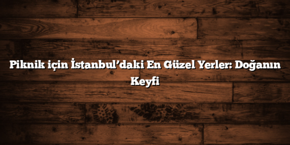 Piknik için İstanbul’daki En Güzel Yerler: Doğanın Keyfi
