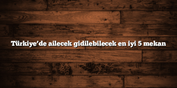 Türkiye’de ailecek gidilebilecek en iyi 5 mekan