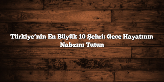 Türkiye’nin En Büyük 10 Şehri: Gece Hayatının Nabzını Tutun